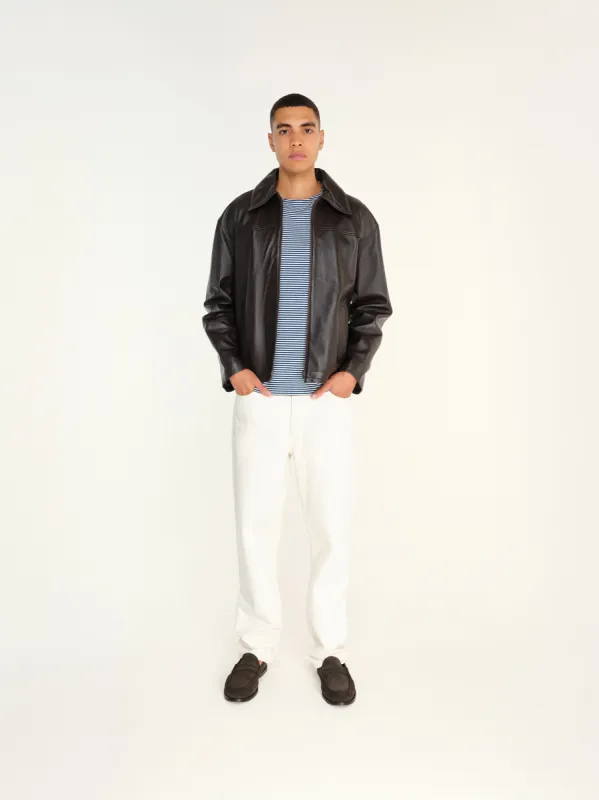 MACK - Zip-up boxy fit leather jacket sold by Siedres