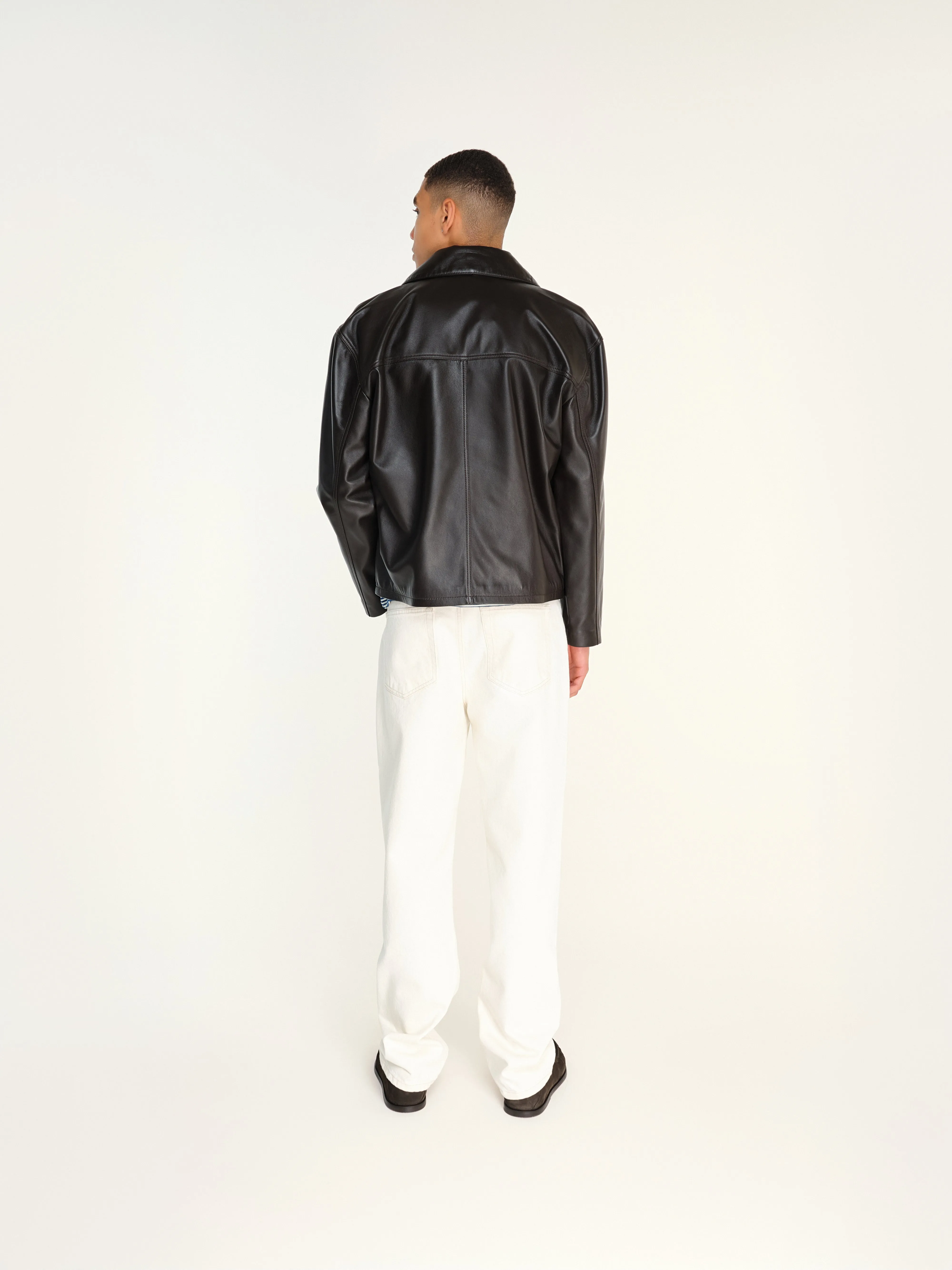 MACK - Zip-up boxy fit leather jacket sold by Siedres product image thumbnail 3