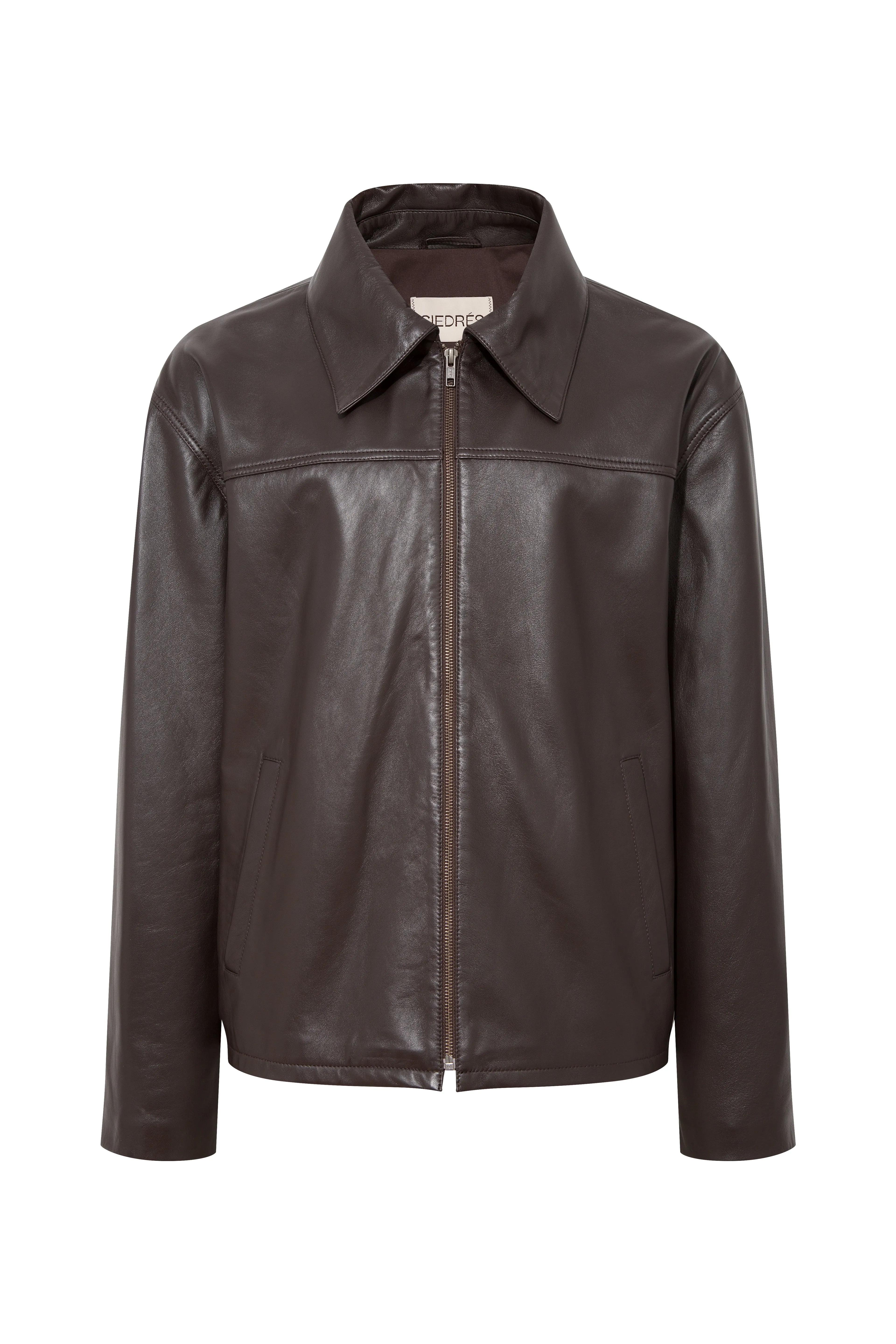 MACK - Zip-up boxy fit leather jacket sold by Siedres product image thumbnail 4