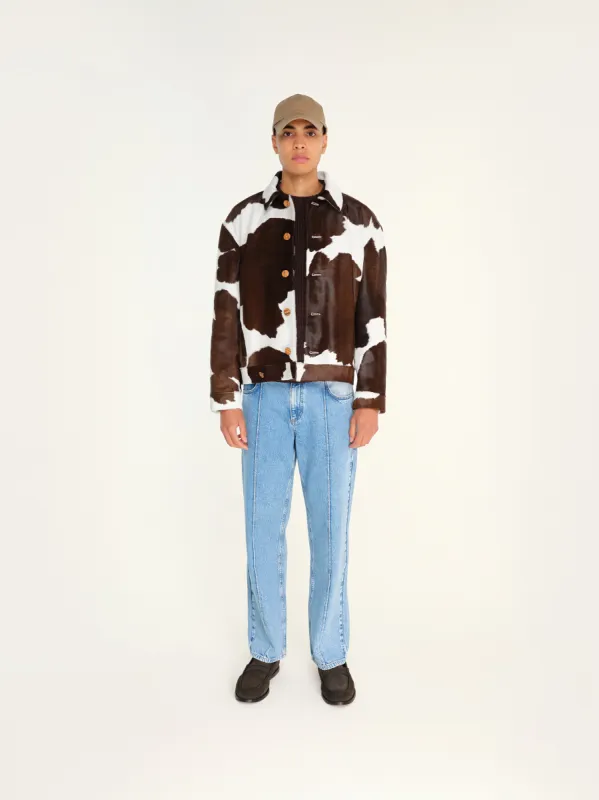 COLS - Printed pony hair boxy fit leather jacket sold by Siedres