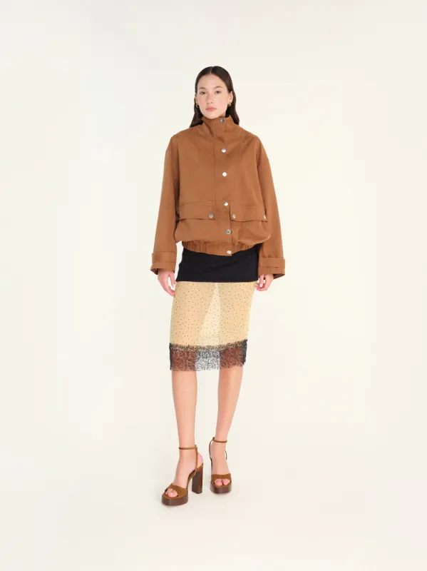 LERSA - Layered midi skirt with beading at hem sold by Siedres
