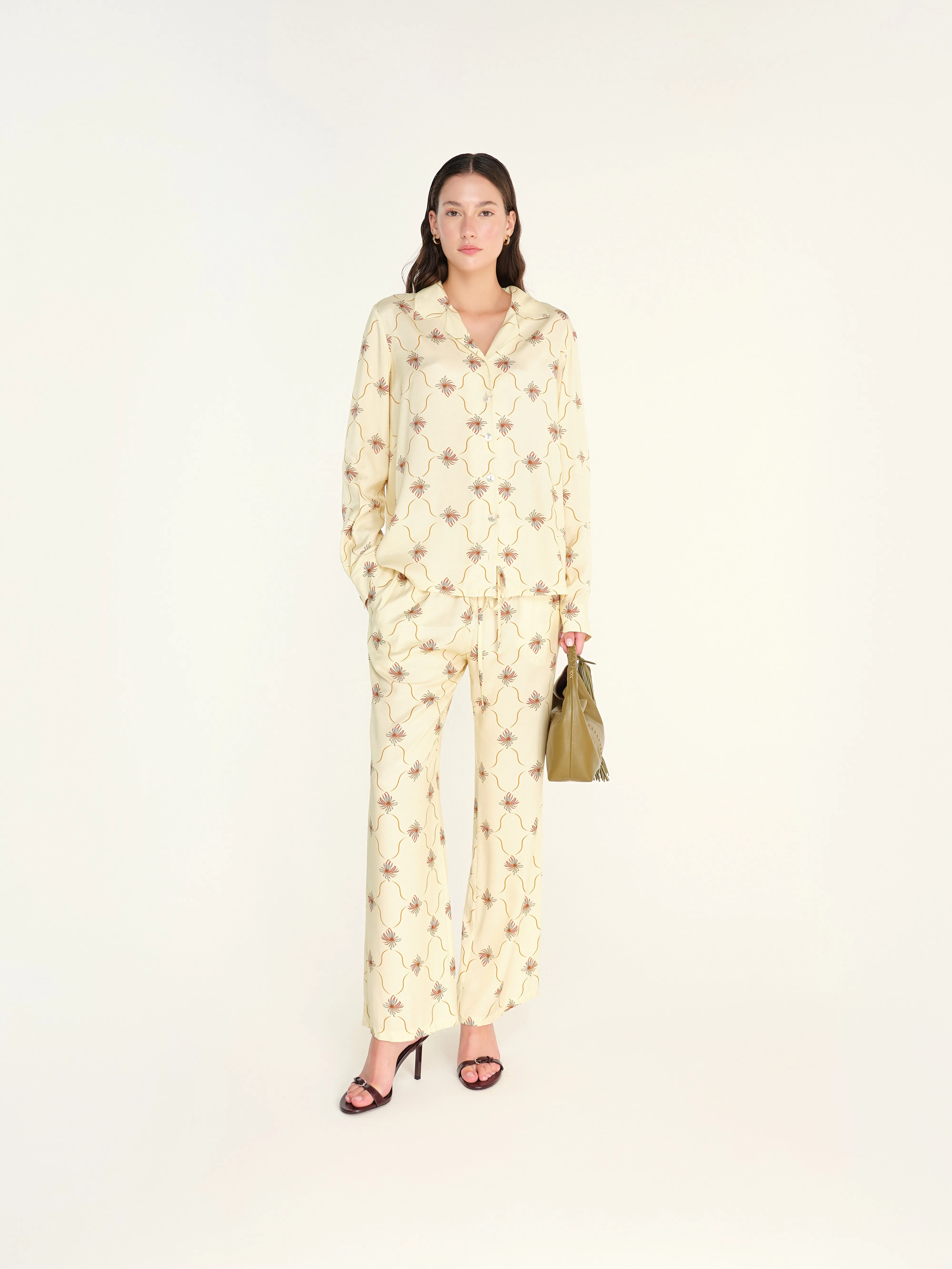 NEDI - Wide-leg printed drawsting pants sold by Siedres