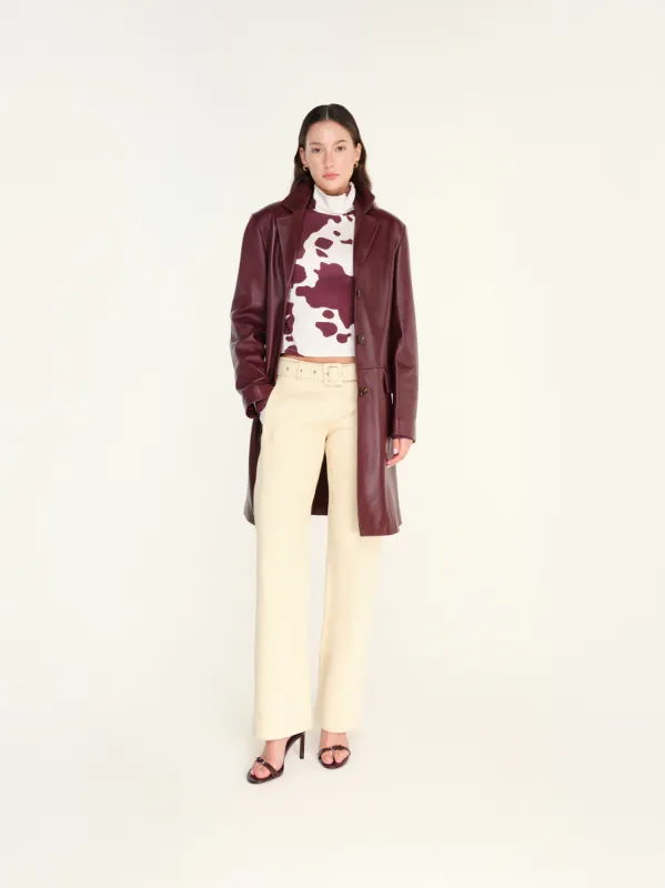 DINA - Mid-length leather blazer with pockets sold by Siedres