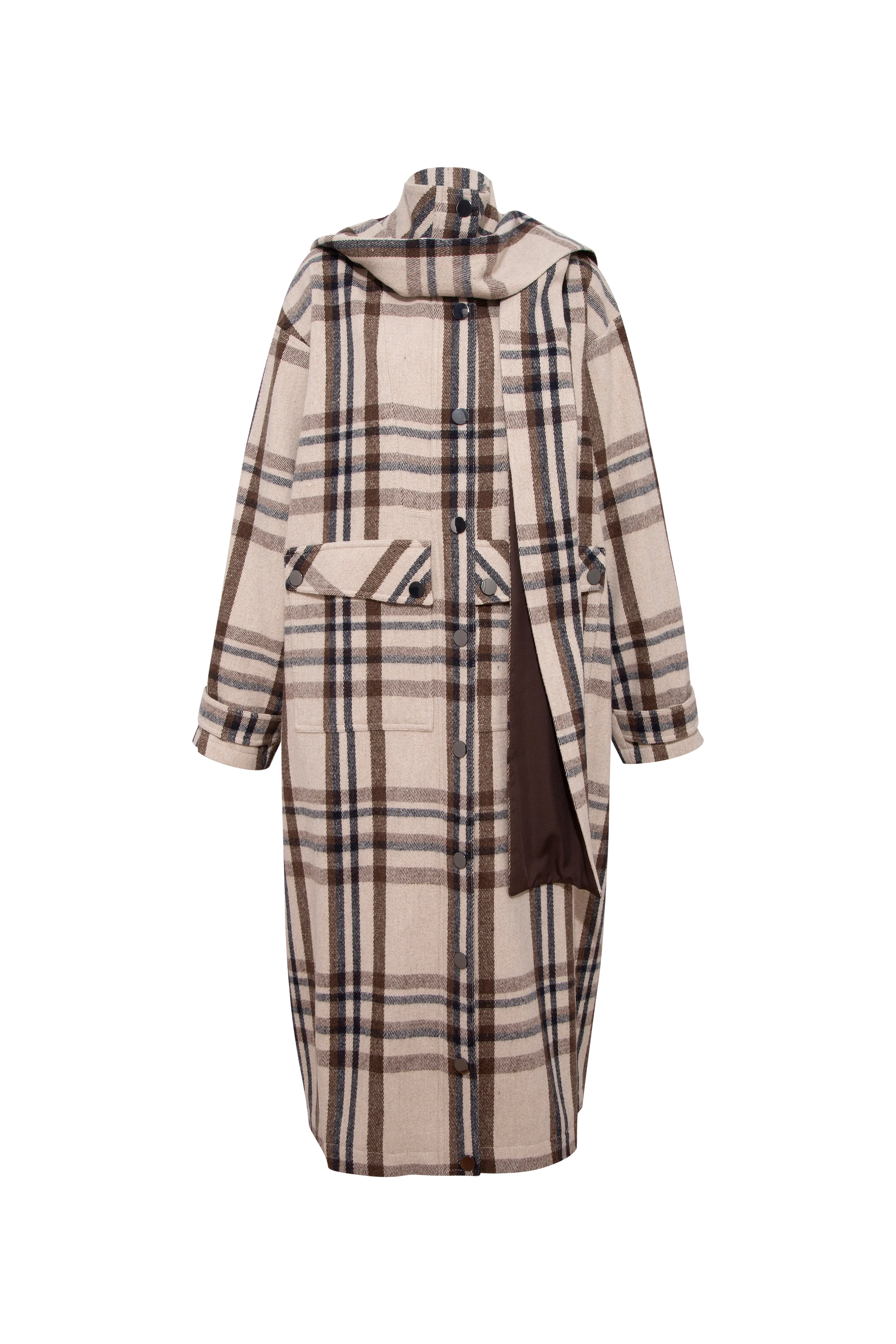 MEDES - Oversize checked coat with detachable hood sold by Siedres product image thumbnail 4