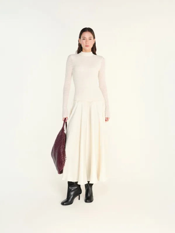 FEJA - Open-back midi dress with flared skirt sold by Siedres