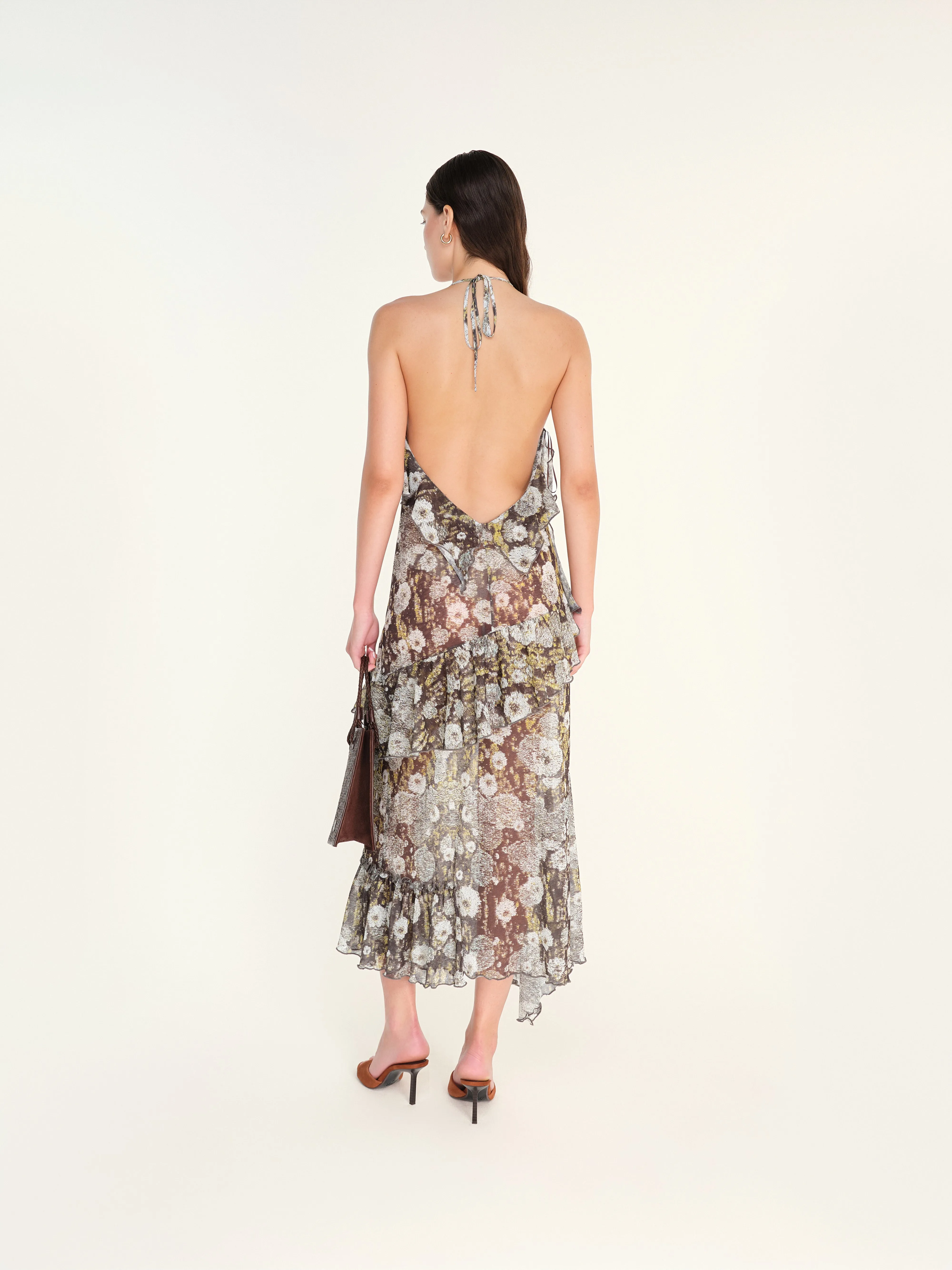 LIENI - Ruffle detailed halter neck maxi dress with open back sold by Siedres product image thumbnail 3
