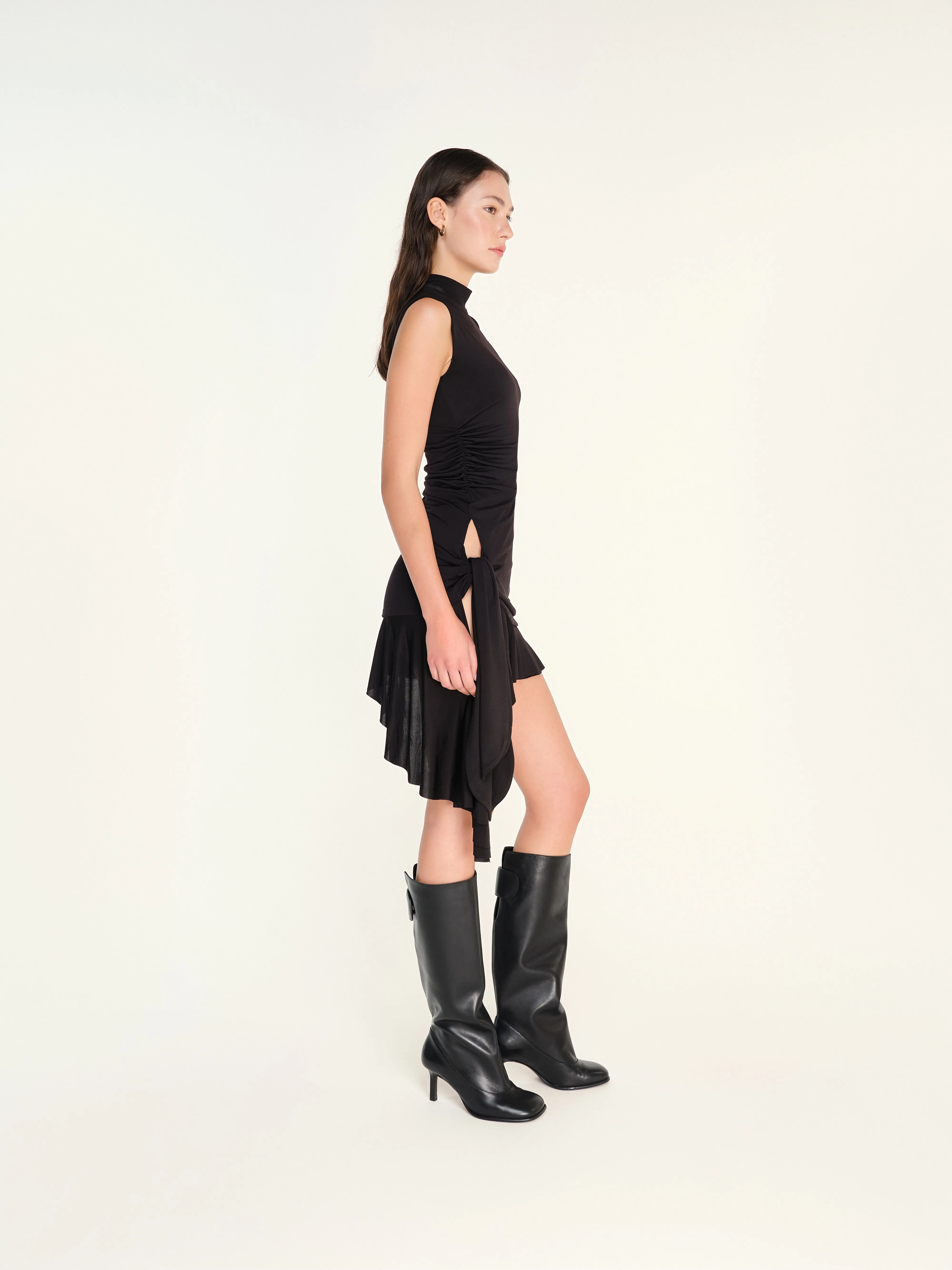 TENA - Sleeveless jersey dress with side tie and ruffle details sold by Siedres product image thumbnail 2