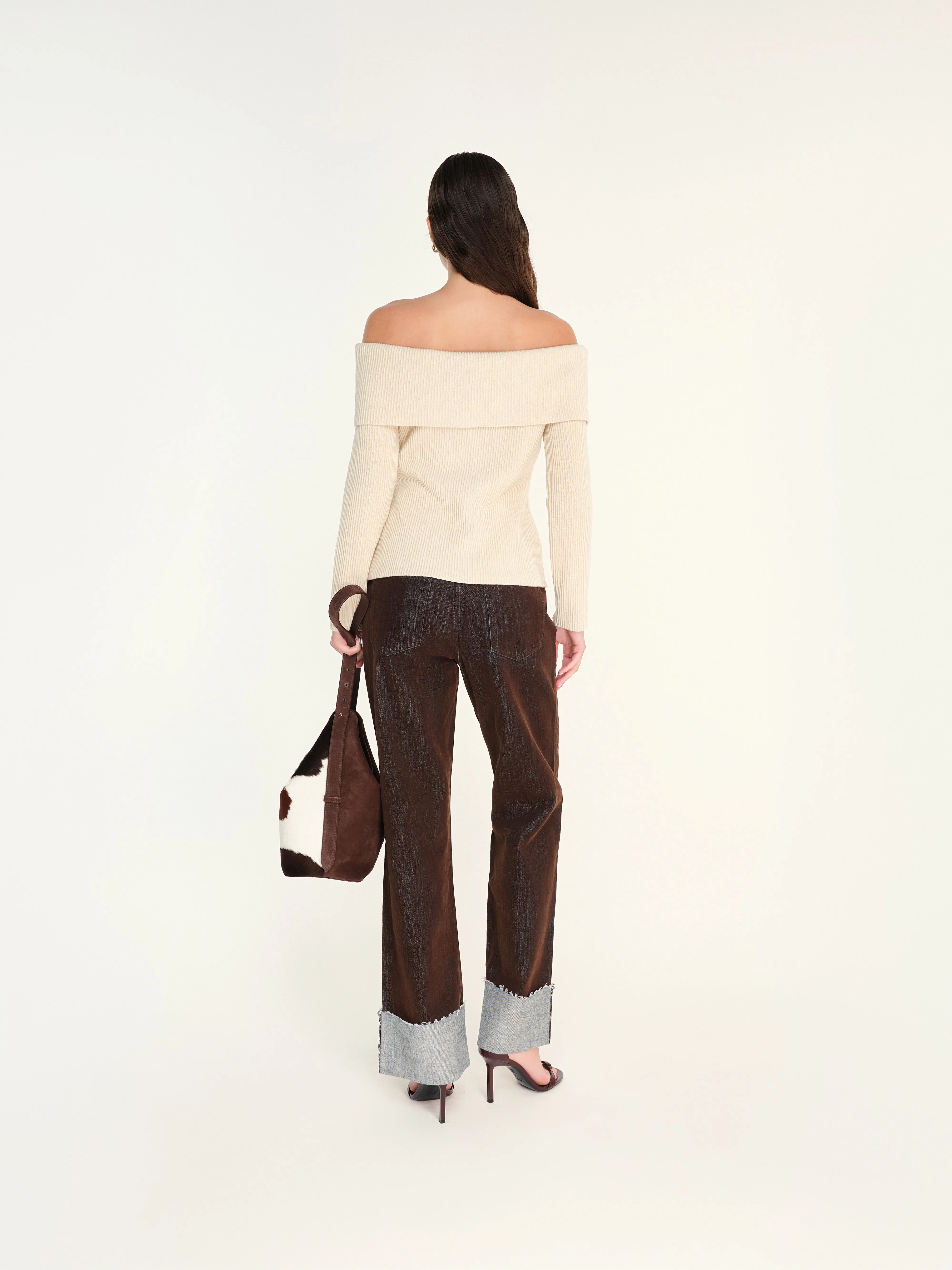 NOULA - Off-the-shoulder button detailed ribbed knit top sold by Siedres product image thumbnail 3