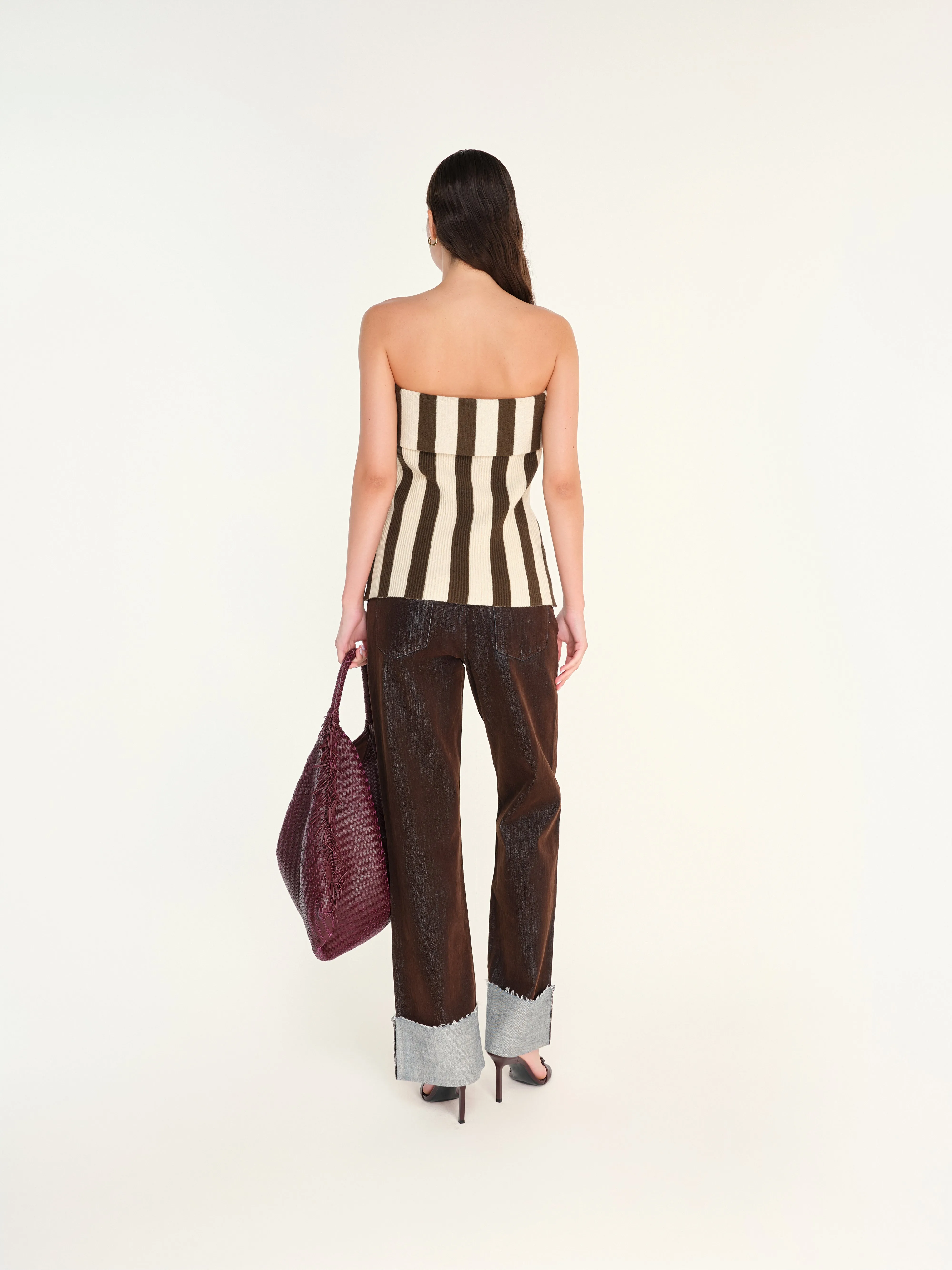 VASIA - Strapless button down ribbed knit top sold by Siedres product image thumbnail 3