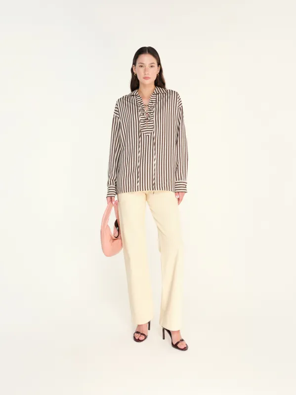 LINDY - Open-collar striped long sleeve shirt sold by Siedres
