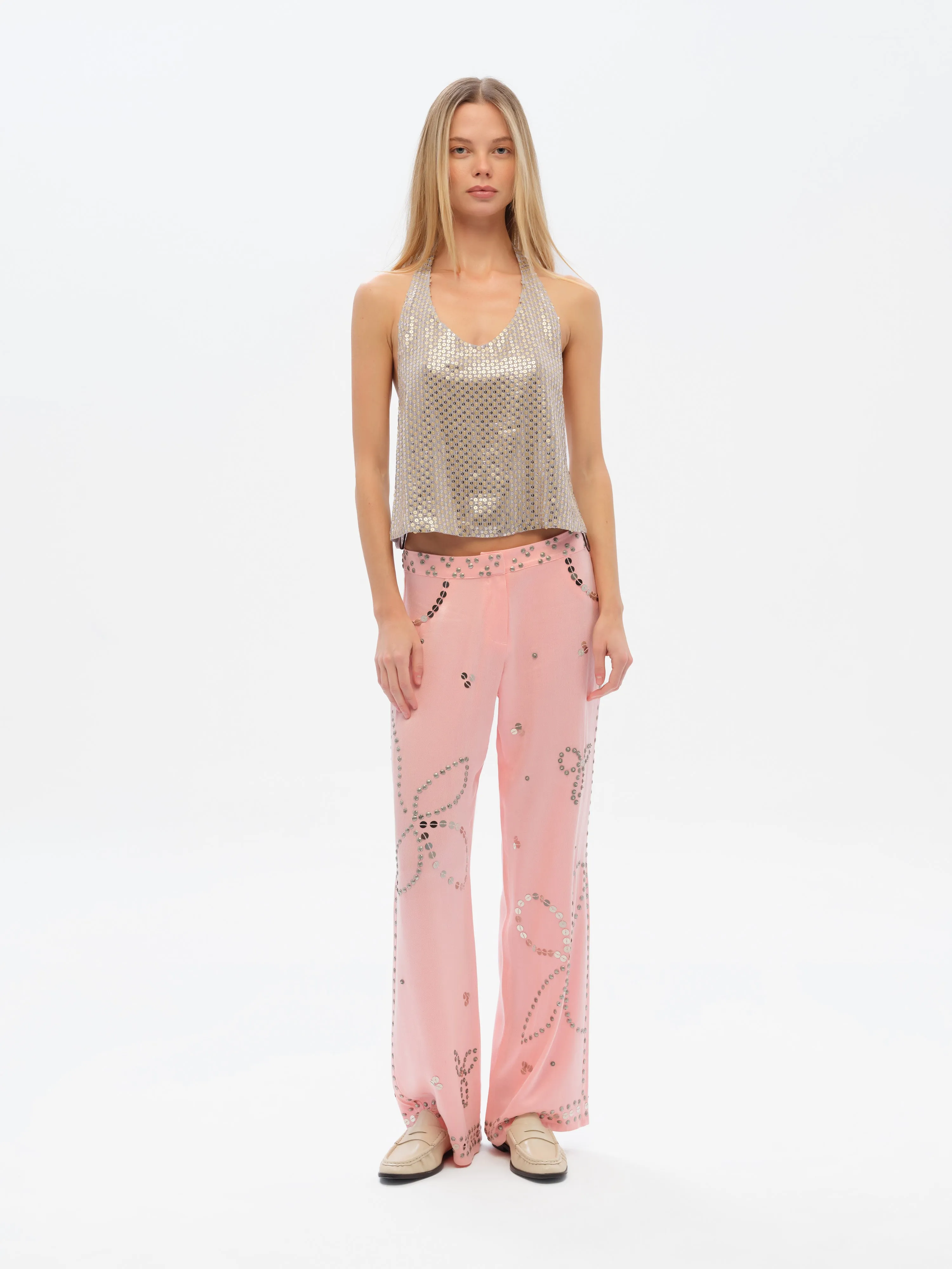 BRITY - Low-rise straight-leg embellished pants sold by Siedres