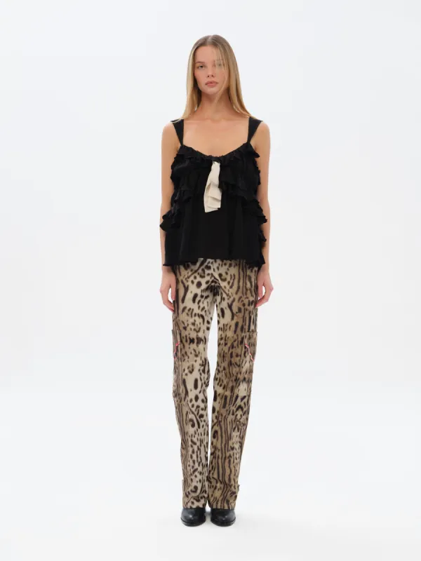 IDA - Animal-print straight-leg pants with side pockets sold by Siedres