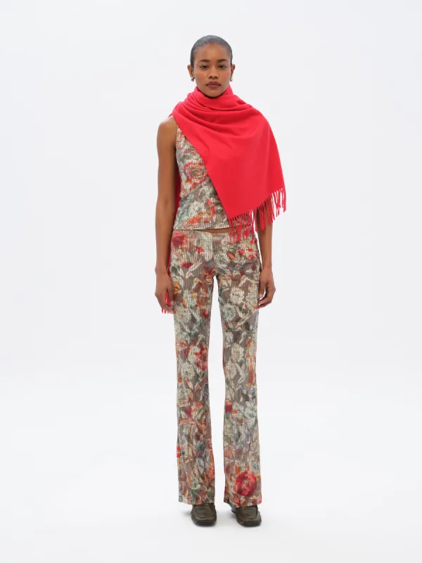 FLO - Floral-print devoré flare-leg pants sold by Siedres