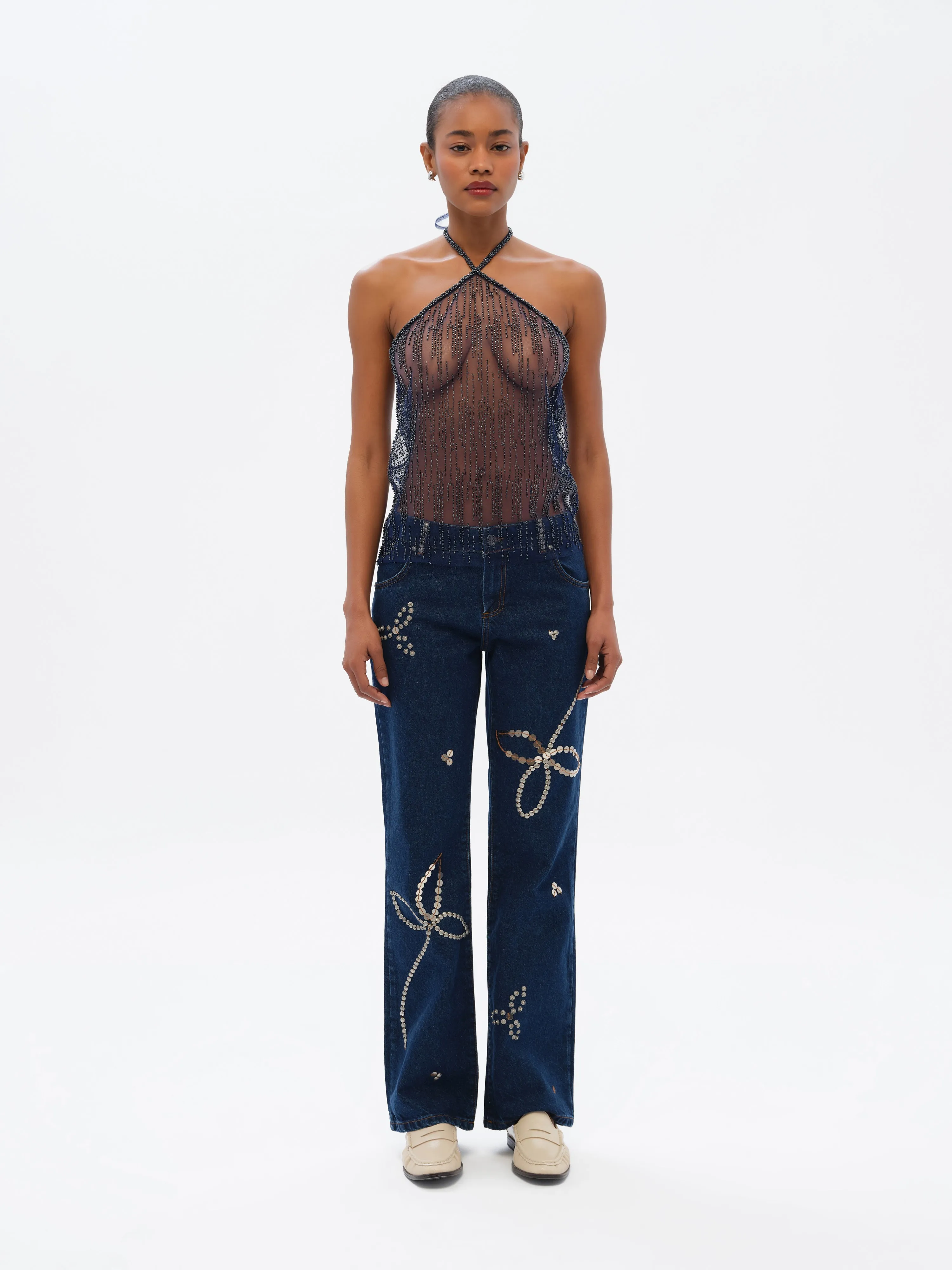 LUISIA - Low-rise straight-leg embellished jeans sold by Siedres