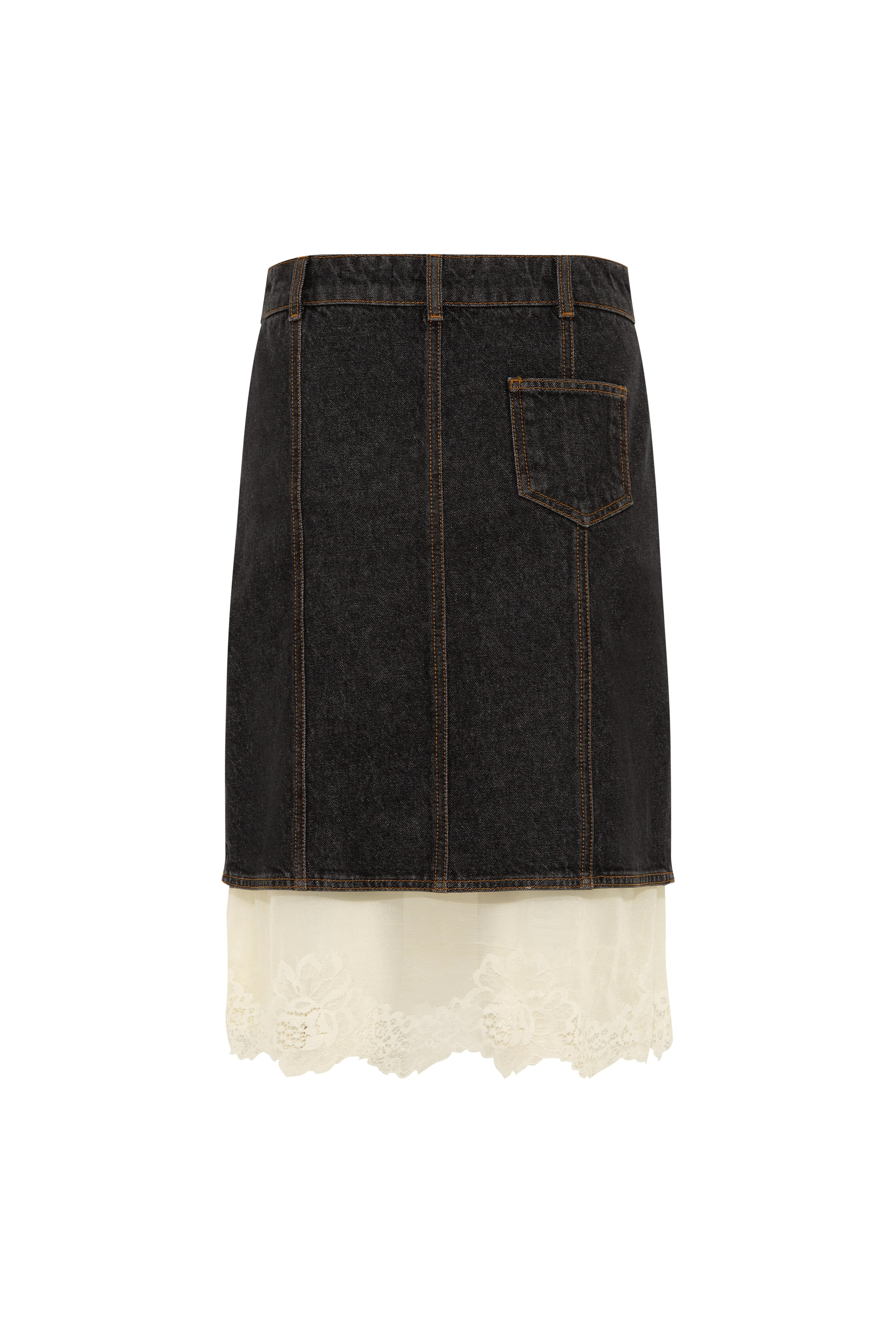 LAINZ - Denim skirt with front slits and lace lining sold by Siedres product image thumbnail 5