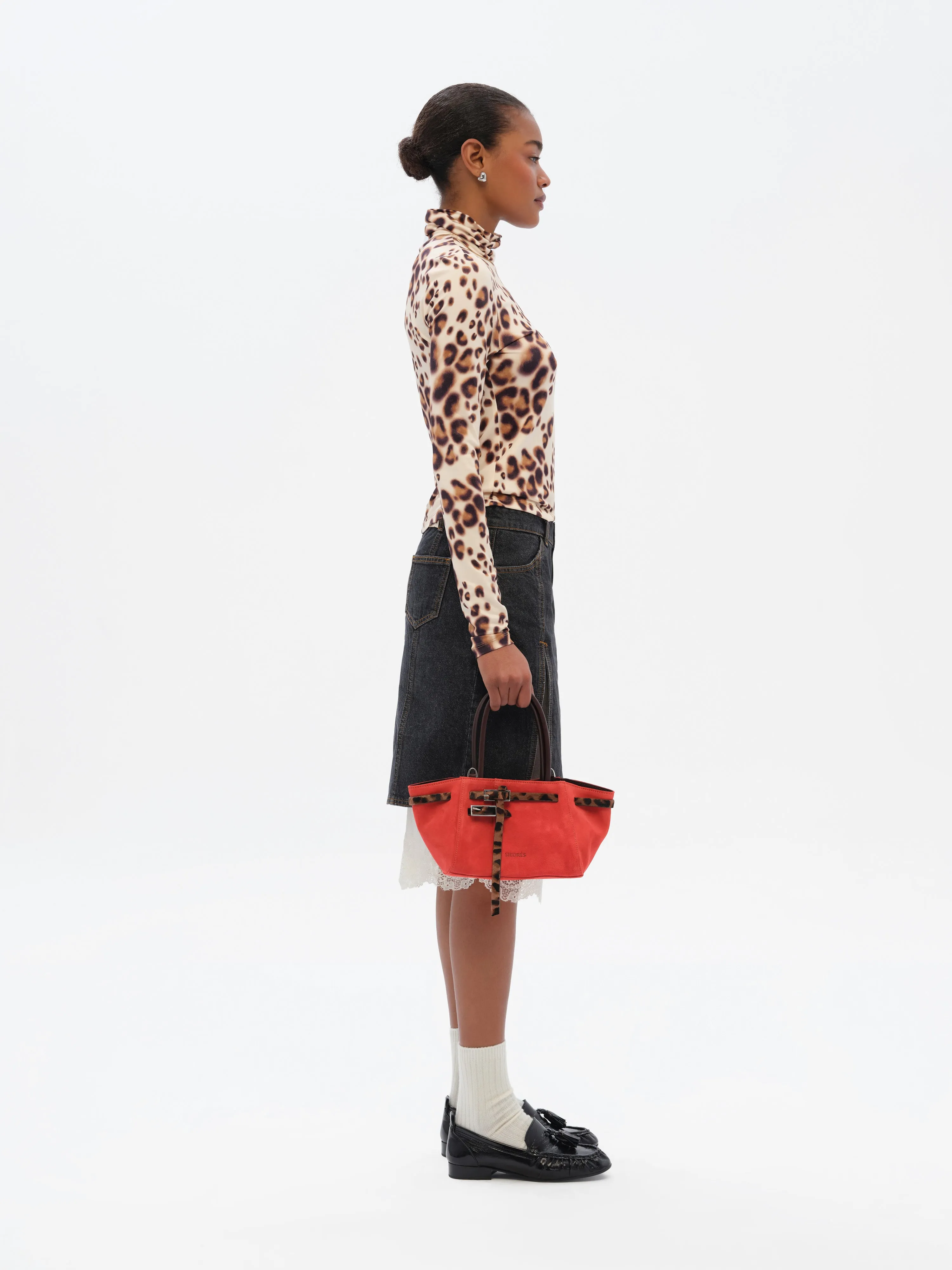 LAINZ - Denim skirt with front slits and lace lining sold by Siedres product image thumbnail 2