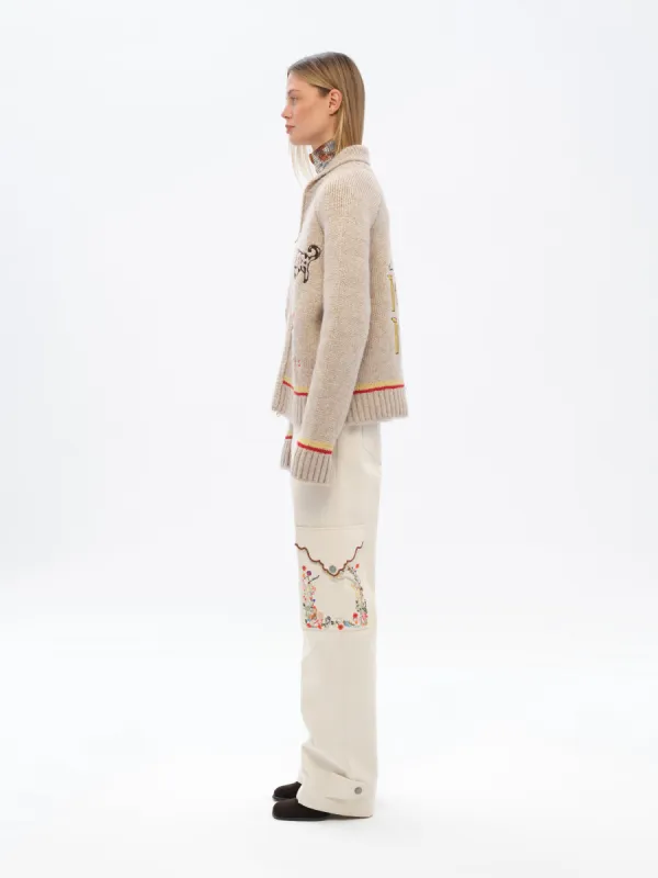 MELSA - Straight-leg pants with embroidered side pockets sold by Siedres