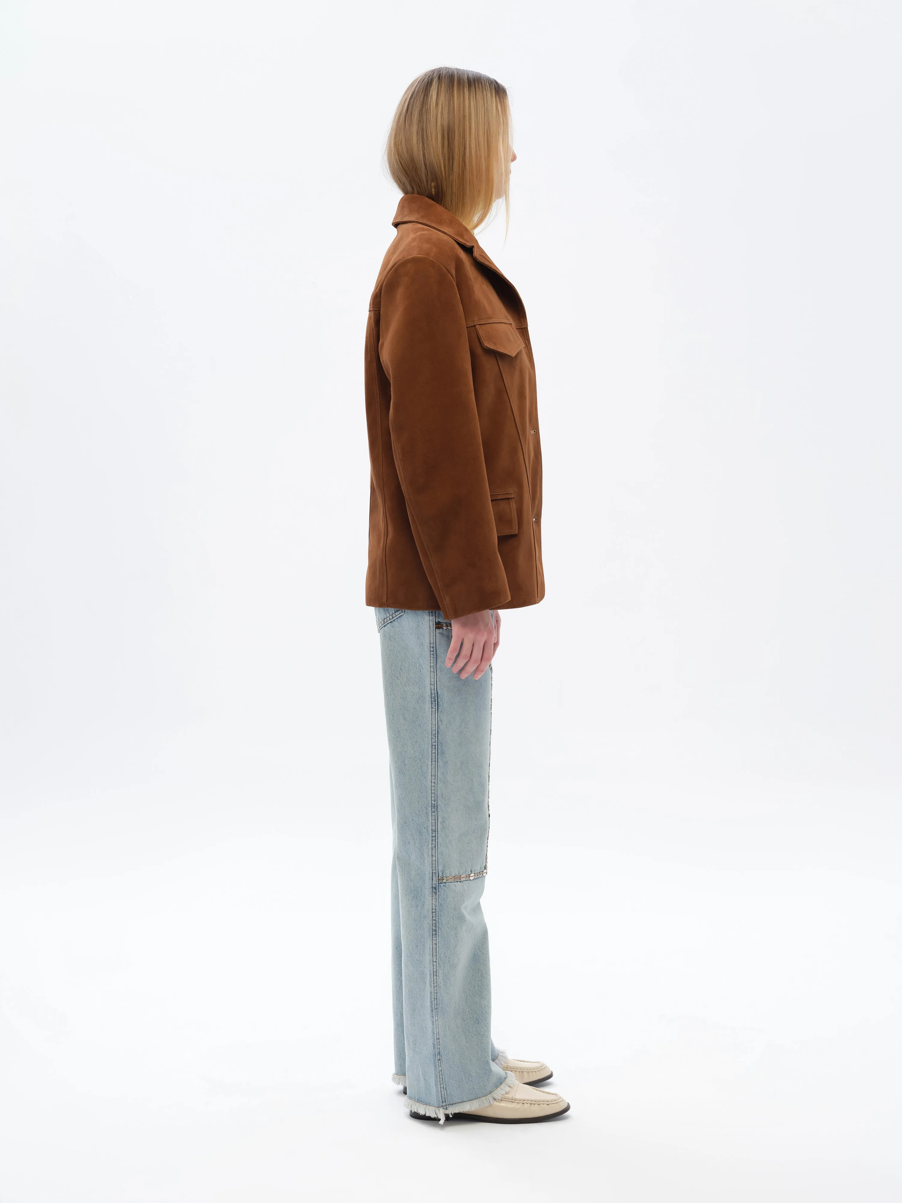 ASEAN - Contrast top-stitch detailed suede leather blazer sold by Siedres product image thumbnail 3