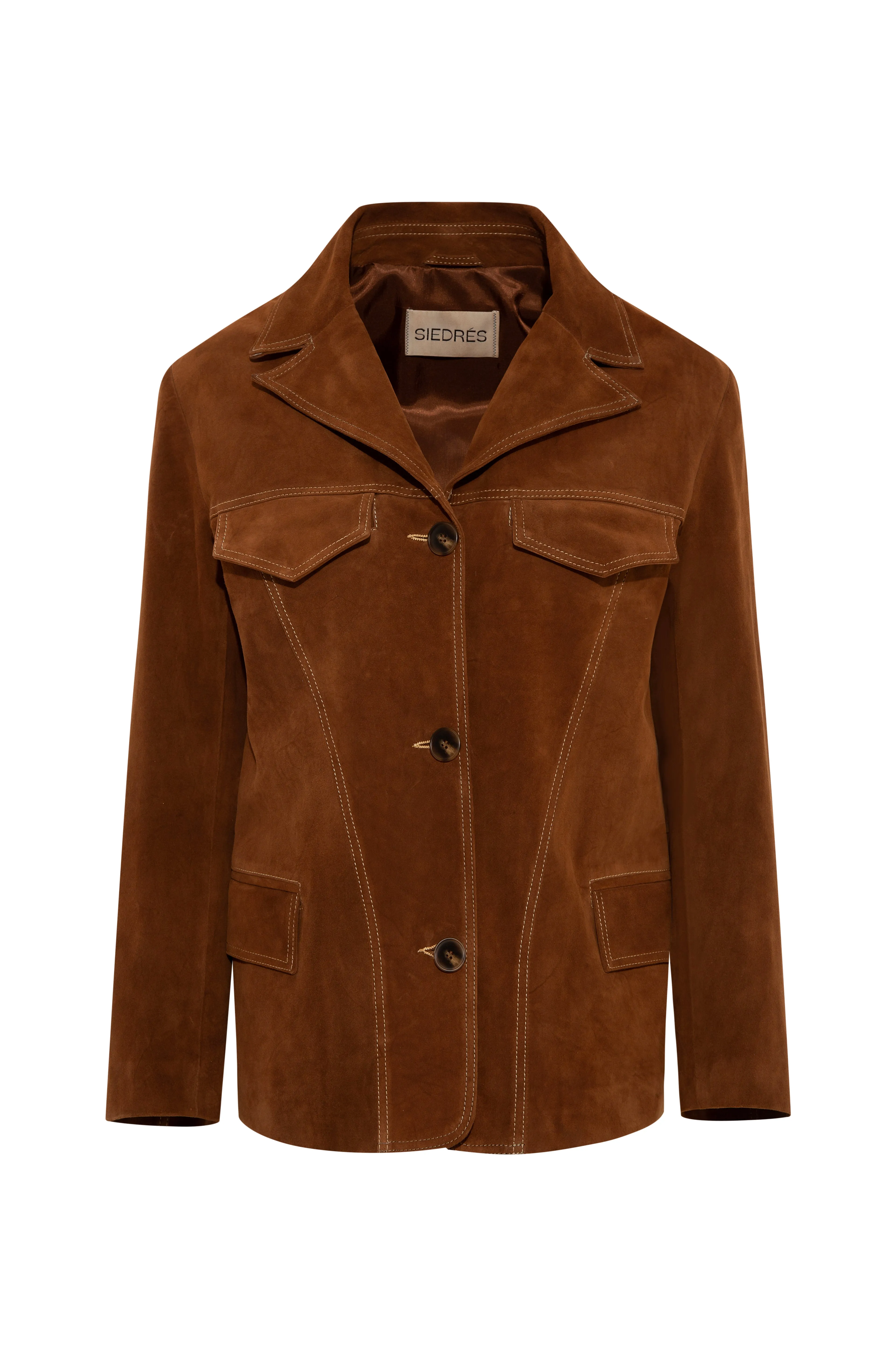 ASEAN - Contrast top-stitch detailed suede leather blazer sold by Siedres product image thumbnail 5