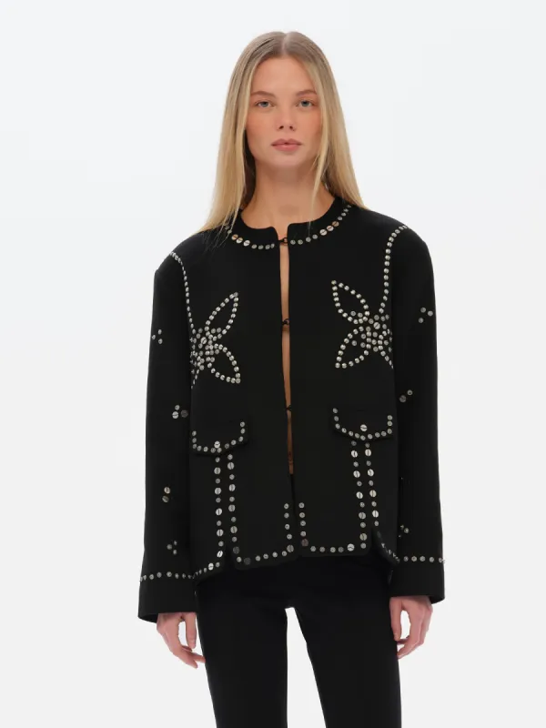 METZY - Cropped embellished and stud detailed jacket sold by Siedres