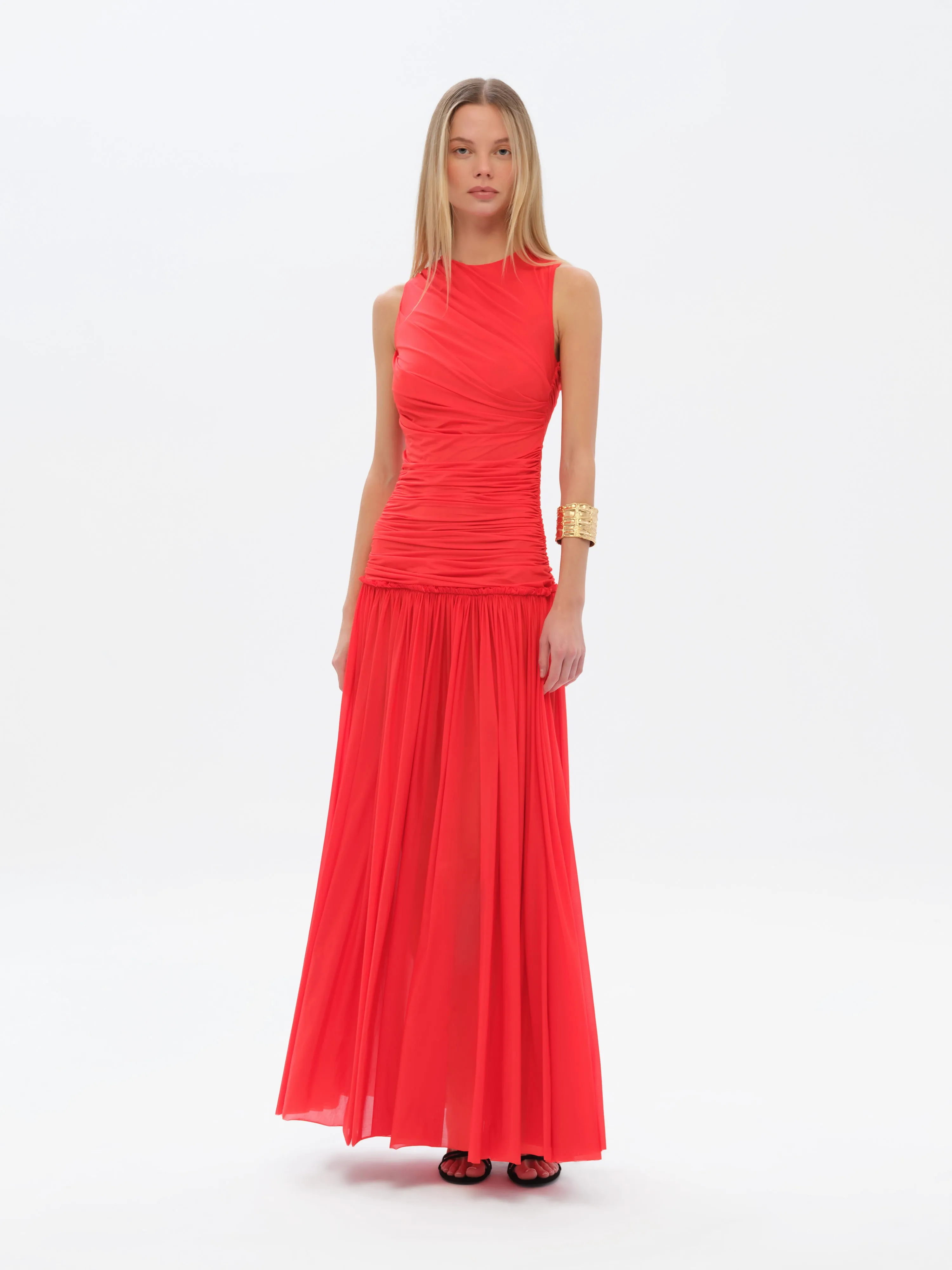 ALINA - Open-back ruched maxi jersey dress sold by Siedres