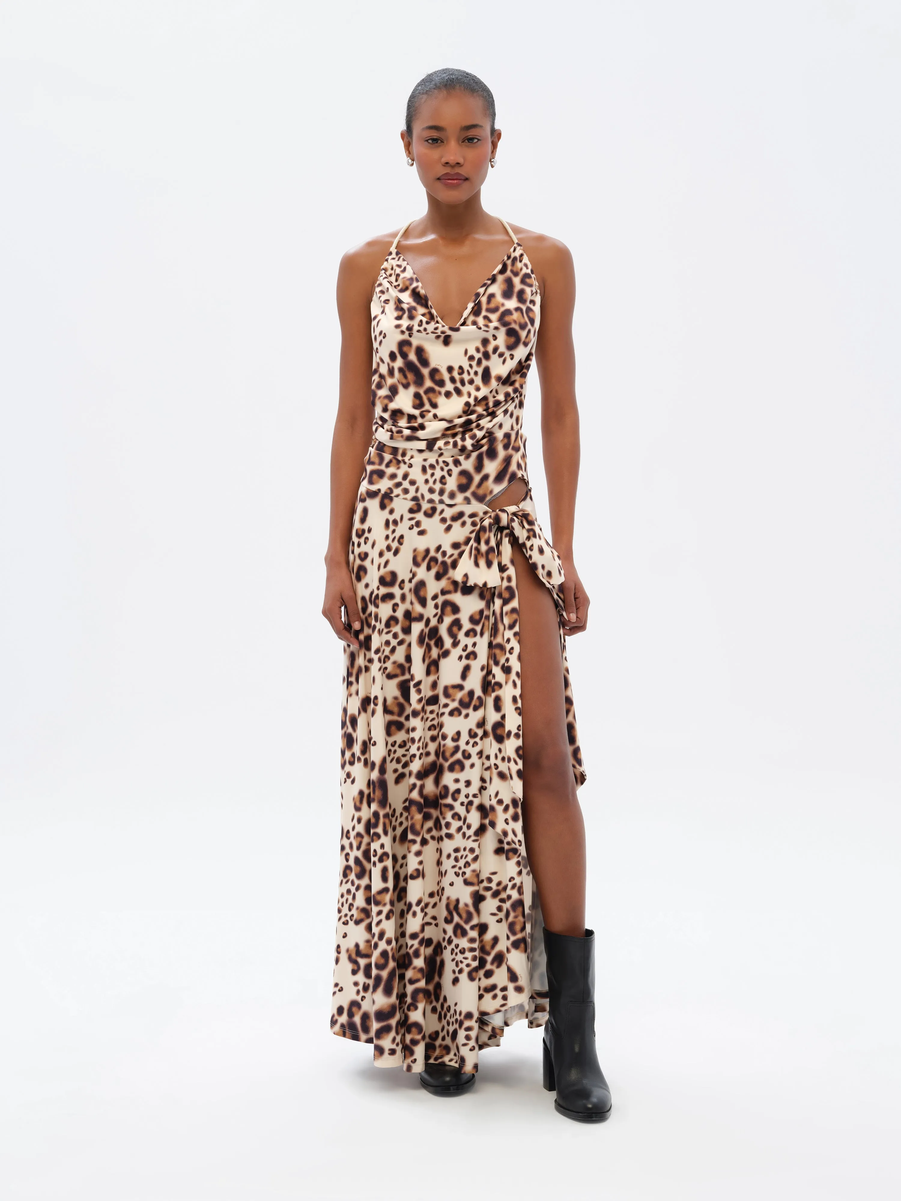 NESTA - Cut-out detailed animal-print dress sold by Siedres