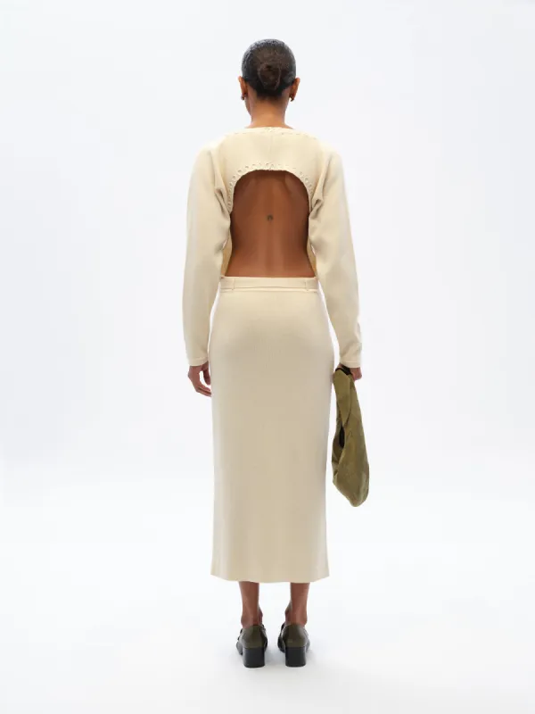 AIDA - Open-back embroidered knit dress sold by Siedres