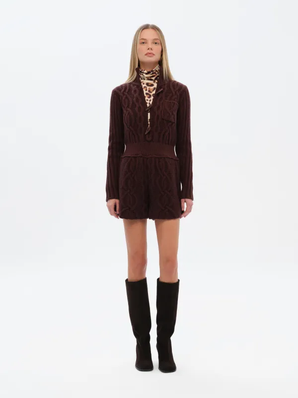 SELNA - High-neck cable knit playsuit sold by Siedres
