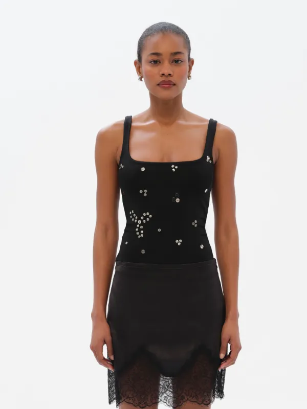 DASNE - Embellished square neck bodysuit sold by Siedres