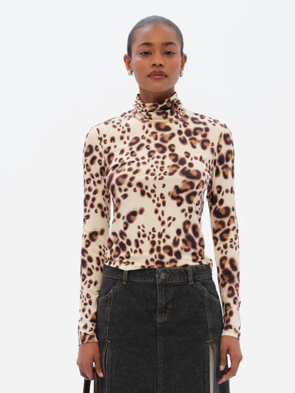 MON - Long sleeve animal-print turtleneck top sold by Siedres
