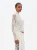 NIVES - Flower detailed mock neck top sold by Siedres