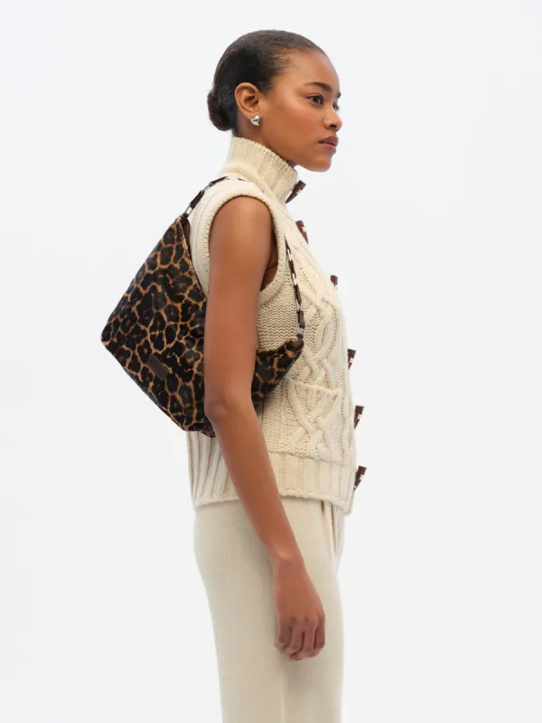 MINI GALIA - Leopard-print hair leather shoulder bag sold by Siedres