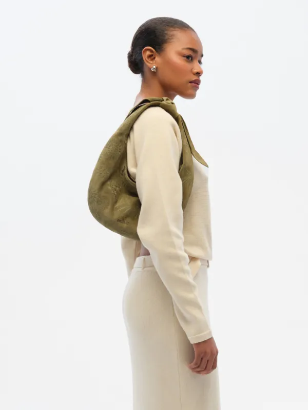 MONA - Embroidered suede shoulder bag sold by Siedres