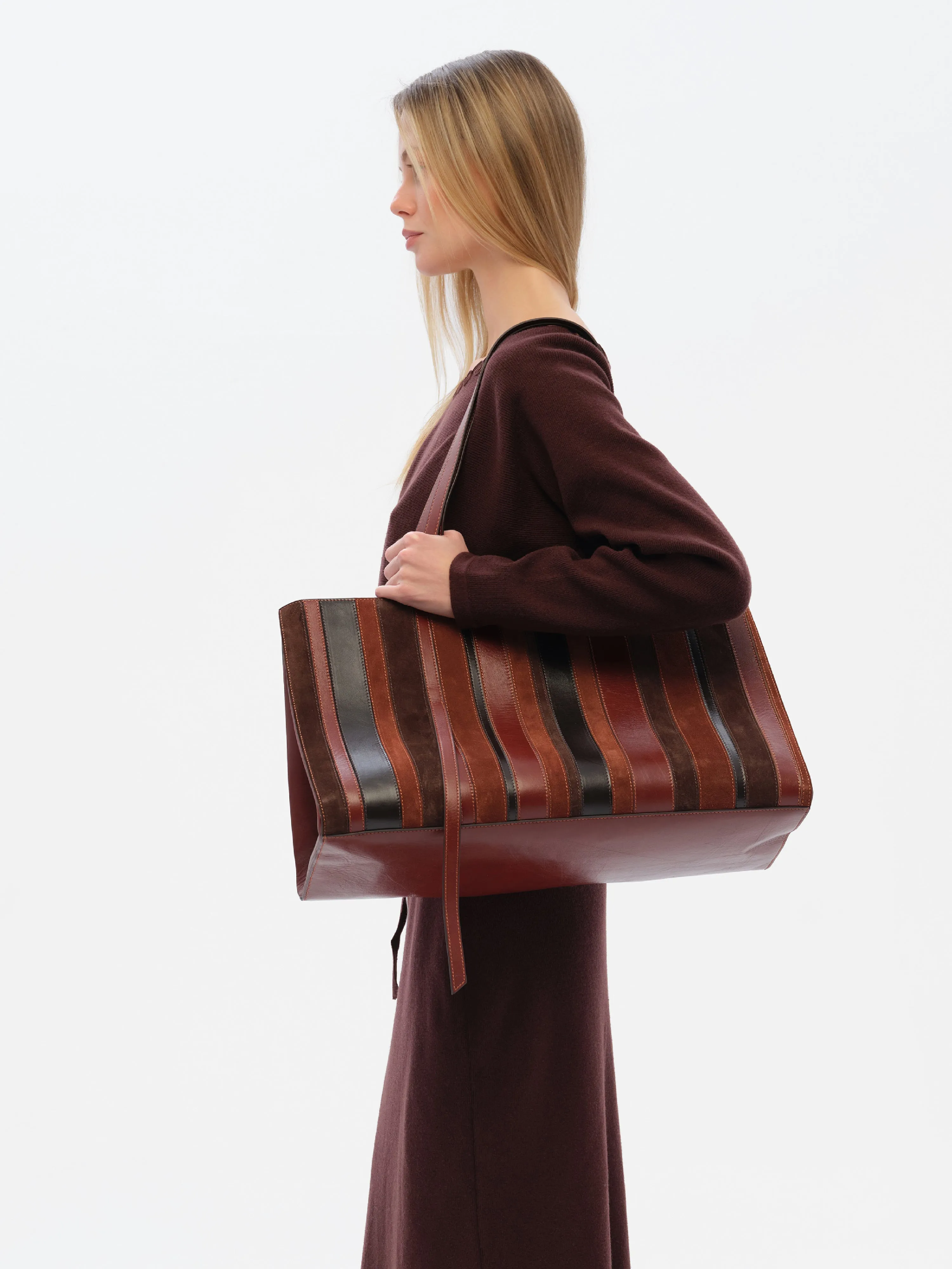 BRISA - Contrast leather tote bag sold by Siedres