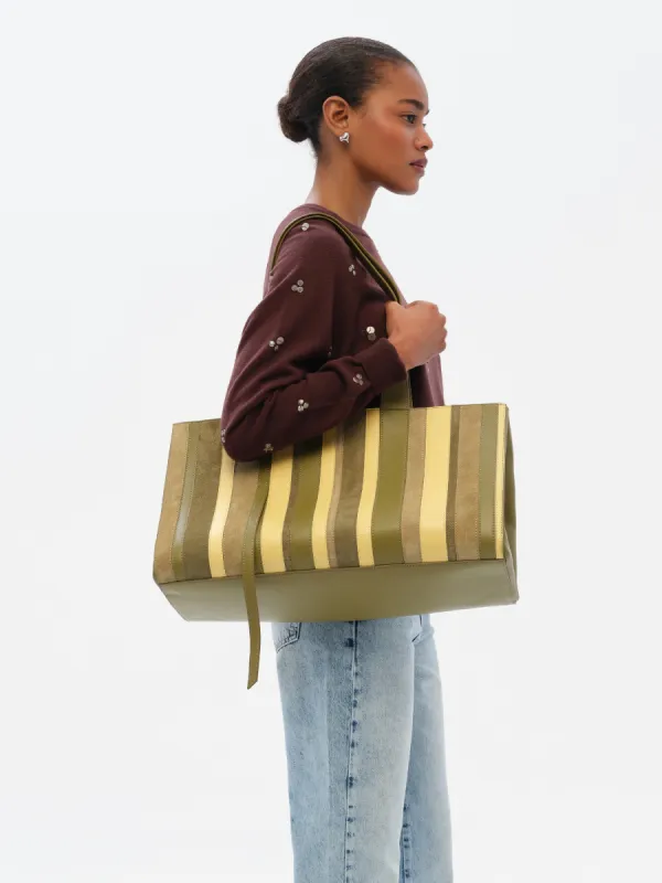 BRISA - Contrast leather tote bag sold by Siedres