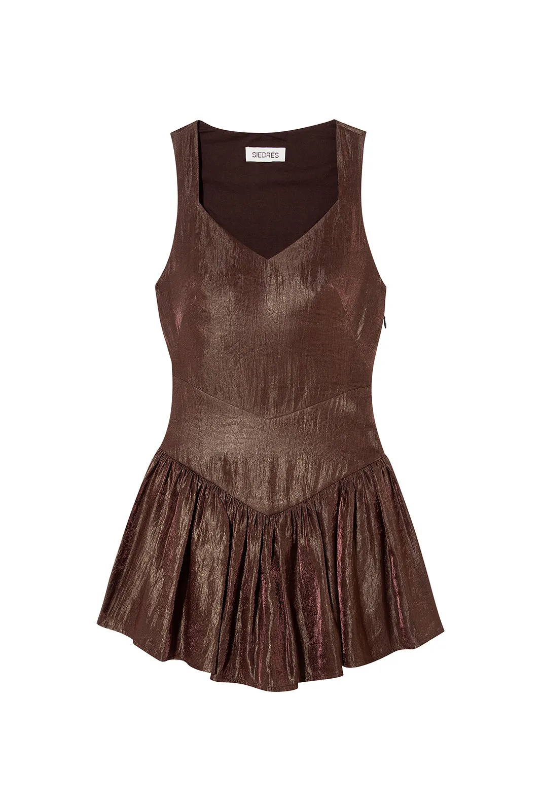 STEPH - V-shaped dropped waist mini taffeta dress sold by Siedres