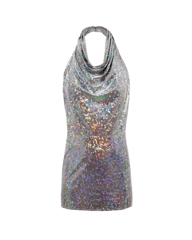 CALPE - Halter-neck shiny mini dress sold by Siedres