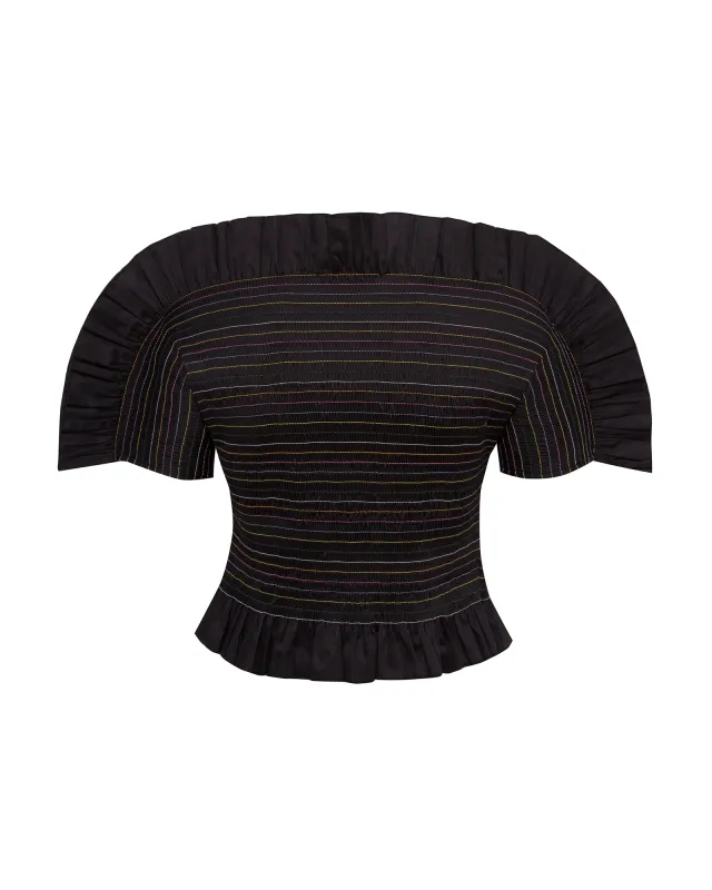 VALENT - Elasticated ruffled poplin top sold by Siedres