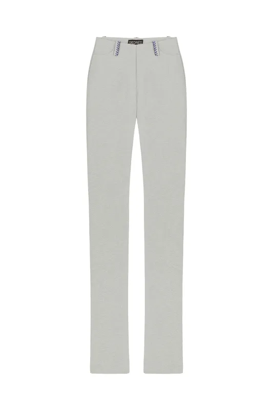 JESS - Contrast stitch detailed low-rise gabardine pants sold by Siedres