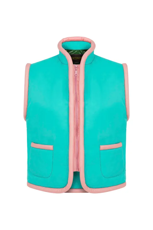 ALEN - Contrast piped puffer vest sold by Siedres