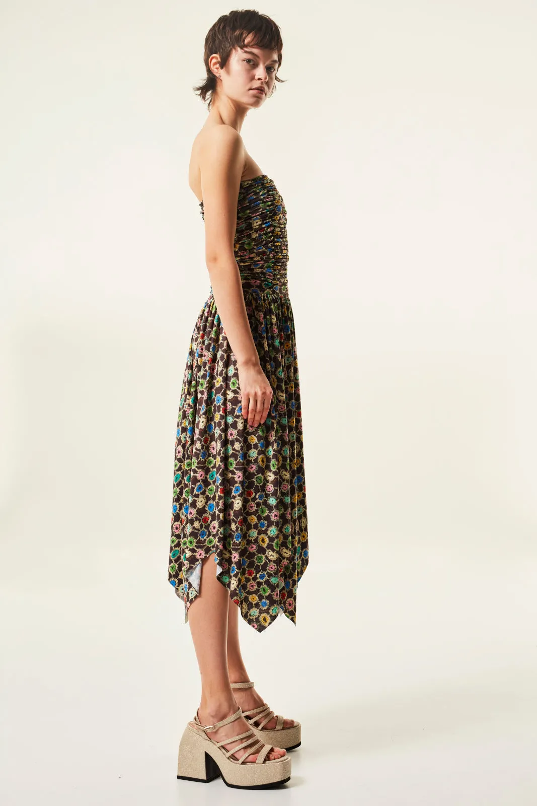 DAWN - Printed strapless jersey mini dress with gathering sold by Siedres product image thumbnail 4