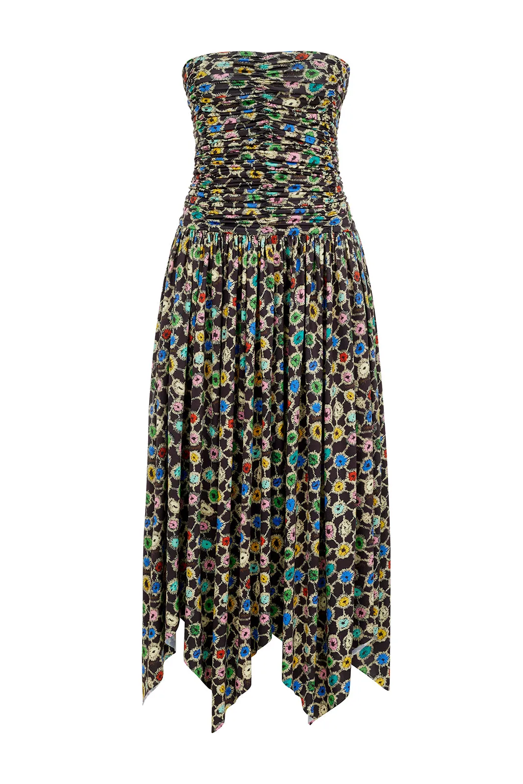 DAWN - Printed strapless jersey mini dress with gathering sold by Siedres