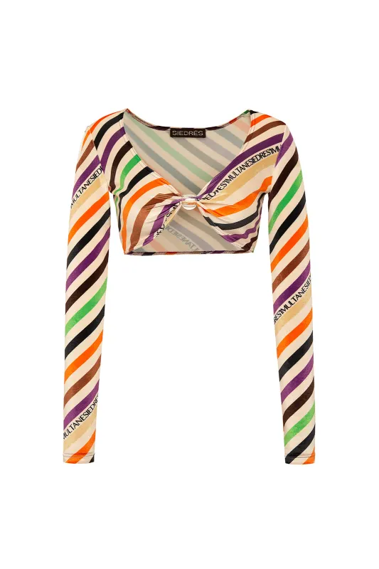 LOGAN - Diagonal striped long sleeve crop top sold by Siedres