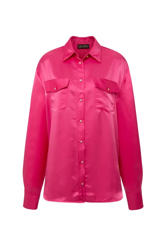 PLUM - Pocket detailed satin shirt sold by Siedres