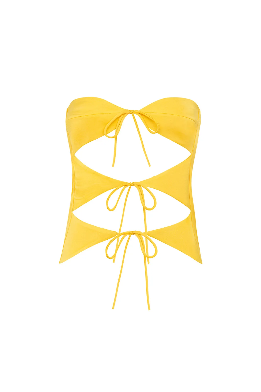 SUNNY - Front-tie strapless top sold by Siedres