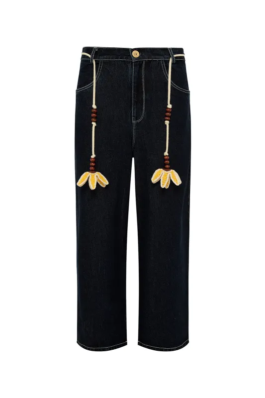 LEVI - Straight leg ankle length jeans with belt sold by Siedres