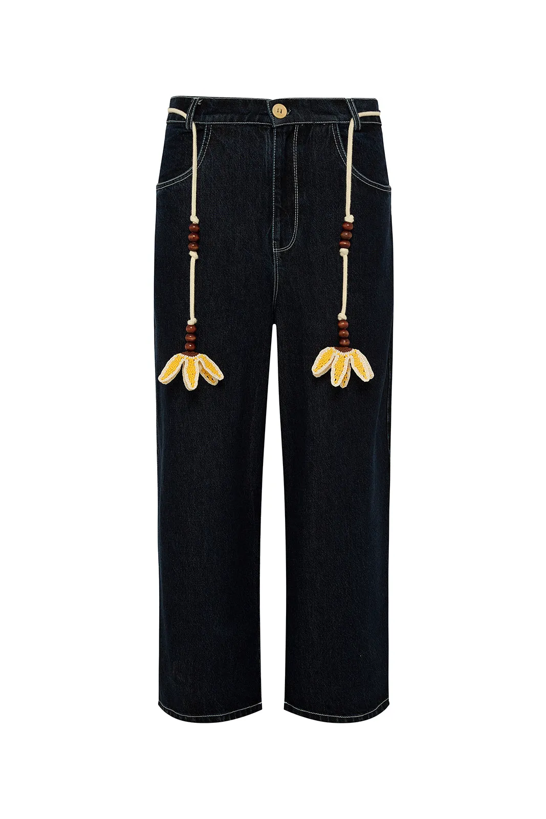 LEVI - Straight leg ankle length jeans with belt sold by Siedres