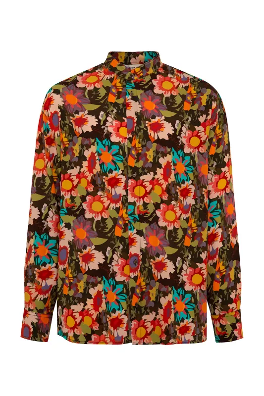 RAYLAN - Mandarin collar button up shirt sold by Siedres