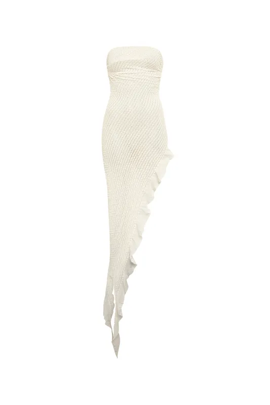 MARIE - Asymmetrical strapless maxi dress sold by Siedres