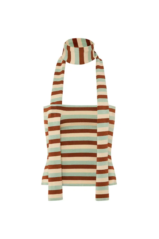 TIO - Striped strapless top with scarf sold by Siedres